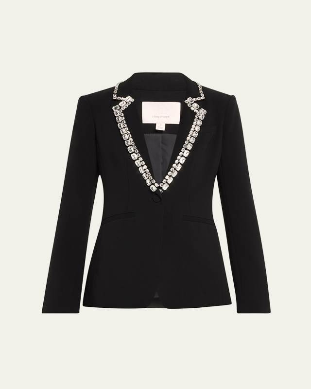 Rhinestone Chain Karlie Crepe Blazer